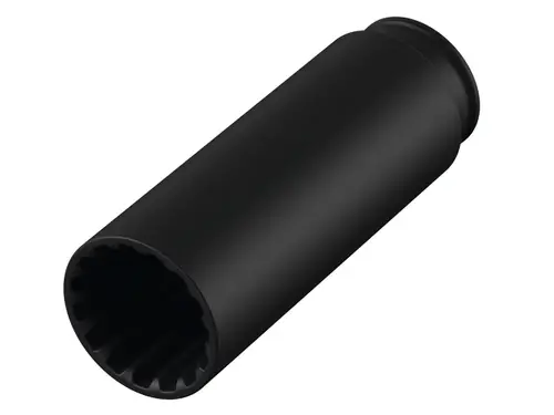 Dichthülse in schwarzer Ausführung, mit runder Form und lamellierter Innenstruktur, geeignet für das TECE Seal System.
